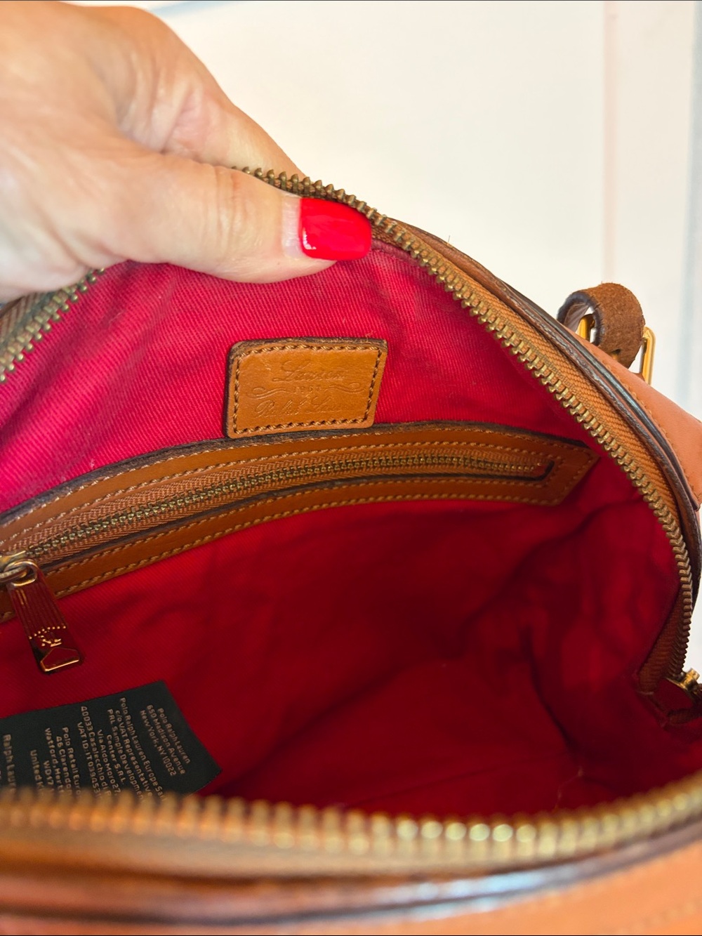 ๐ VINTAGE ๐ Ralph Lauren ๐ Tan Leather Satchel Handbag - Picture 5 of 6